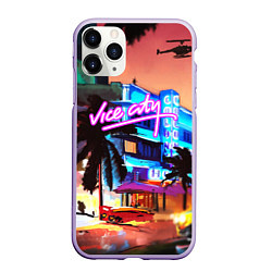 Чехол iPhone 11 Pro матовый GTA: VICE CITY, цвет: 3D-светло-сиреневый