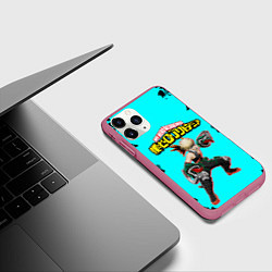Чехол iPhone 11 Pro матовый MY HERO ACADEMIA на синем, цвет: 3D-малиновый — фото 2