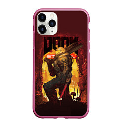 Чехол iPhone 11 Pro матовый Doom Eternal, цвет: 3D-малиновый