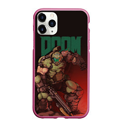 Чехол iPhone 11 Pro матовый Doom, цвет: 3D-малиновый