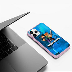 Чехол iPhone 11 Pro матовый Minecraft Майнкрафт, цвет: 3D-розовый — фото 2