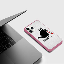 Чехол iPhone 11 Pro матовый What cat, цвет: 3D-малиновый — фото 2