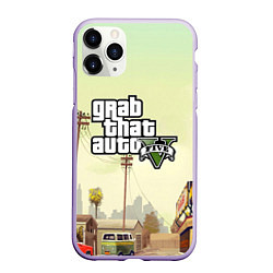 Чехол iPhone 11 Pro матовый GTA 5, цвет: 3D-светло-сиреневый