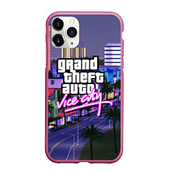 Чехол iPhone 11 Pro матовый Grand Theft Auto Vice City, цвет: 3D-малиновый