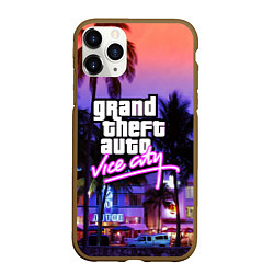 Чехол iPhone 11 Pro матовый Grand Theft Auto Vice City, цвет: 3D-коричневый