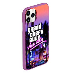 Чехол iPhone 11 Pro матовый Grand Theft Auto Vice City, цвет: 3D-фиолетовый — фото 2