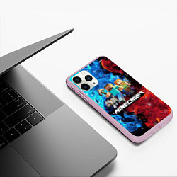 Чехол iPhone 11 Pro матовый Minecraft Майнкрафт, цвет: 3D-розовый — фото 2