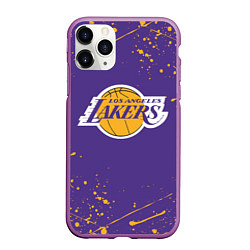 Чехол iPhone 11 Pro матовый LA LAKERS, цвет: 3D-фиолетовый