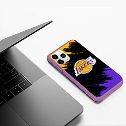 Чехол iPhone 11 Pro матовый LA LAKERS, цвет: 3D-фиолетовый — фото 2