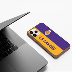 Чехол iPhone 11 Pro матовый LA LAKERS, цвет: 3D-коричневый — фото 2