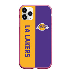 Чехол iPhone 11 Pro матовый LA LAKERS, цвет: 3D-малиновый