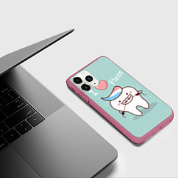 Чехол iPhone 11 Pro матовый Tooth, цвет: 3D-малиновый — фото 2