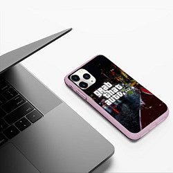 Чехол iPhone 11 Pro матовый Grand Theft Auto V, цвет: 3D-розовый — фото 2