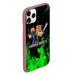 Чехол iPhone 11 Pro матовый MINECRAFT, цвет: 3D-малиновый — фото 2