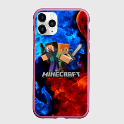 Чехол iPhone 11 Pro матовый MINECRAFT, цвет: 3D-малиновый