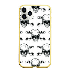 Чехол iPhone 11 Pro матовый Череп и кости, цвет: 3D-желтый