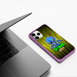 Чехол iPhone 11 Pro матовый Brawl stars, цвет: 3D-фиолетовый — фото 2