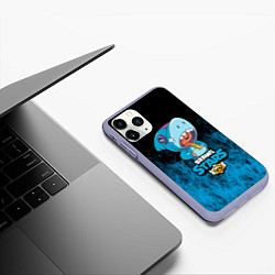 Чехол iPhone 11 Pro матовый Brawl stars leon shark, цвет: 3D-светло-сиреневый — фото 2