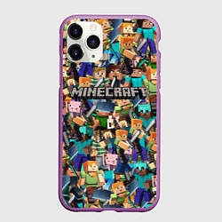 Чехол iPhone 11 Pro матовый MINECRAFT ПЕРСОНАЖИ, цвет: 3D-фиолетовый
