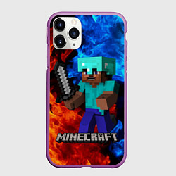 Чехол iPhone 11 Pro матовый MINECRAFT, цвет: 3D-фиолетовый