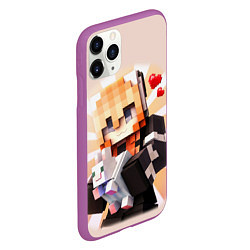 Чехол iPhone 11 Pro матовый MINECRAFT, цвет: 3D-фиолетовый — фото 2