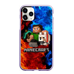 Чехол iPhone 11 Pro матовый MINECRAFT, цвет: 3D-светло-сиреневый