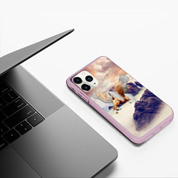 Чехол iPhone 11 Pro матовый Sea Sunset Horse, цвет: 3D-розовый — фото 2