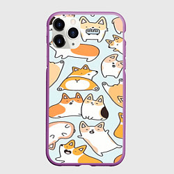 Чехол iPhone 11 Pro матовый Корги, цвет: 3D-фиолетовый