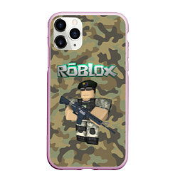 Чехол iPhone 11 Pro матовый Roblox 23 February Camouflage, цвет: 3D-розовый