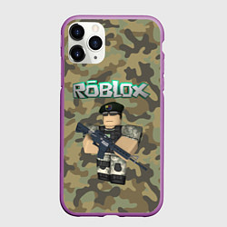Чехол iPhone 11 Pro матовый Roblox 23 February Camouflage, цвет: 3D-фиолетовый