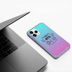 Чехол iPhone 11 Pro матовый BTS, цвет: 3D-светло-сиреневый — фото 2