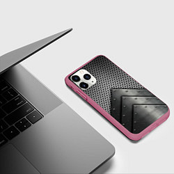 Чехол iPhone 11 Pro матовый Броня металлическая, цвет: 3D-малиновый — фото 2