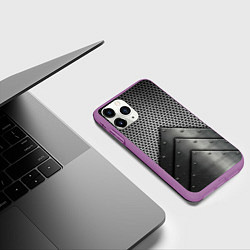 Чехол iPhone 11 Pro матовый Броня металлическая, цвет: 3D-фиолетовый — фото 2