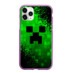 Чехол iPhone 11 Pro матовый MINECRAFT, цвет: 3D-фиолетовый