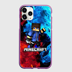 Чехол iPhone 11 Pro матовый Minecraft Майнкрафт, цвет: 3D-фиолетовый