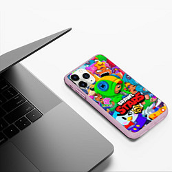 Чехол iPhone 11 Pro матовый BRAWL STARS LEON, цвет: 3D-розовый — фото 2