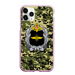 Чехол iPhone 11 Pro матовый Войска связи, цвет: 3D-розовый