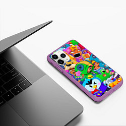 Чехол iPhone 11 Pro матовый BRAWL STARS, цвет: 3D-фиолетовый — фото 2