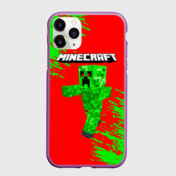 Чехол iPhone 11 Pro матовый MINECRAFT, цвет: 3D-фиолетовый