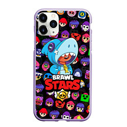 Чехол iPhone 11 Pro матовый BRAWL STARS LEON SHARK, цвет: 3D-светло-сиреневый