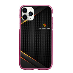 Чехол iPhone 11 Pro матовый PORSCHE, цвет: 3D-малиновый