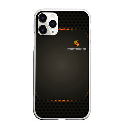 Чехол iPhone 11 Pro матовый PORSCHEспина, цвет: 3D-белый