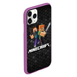 Чехол iPhone 11 Pro матовый Minecraft Майнкрафт, цвет: 3D-фиолетовый — фото 2