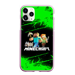 Чехол iPhone 11 Pro матовый MINECRAFT, цвет: 3D-розовый