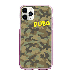 Чехол iPhone 11 Pro матовый PUBG лесной камуфляж, цвет: 3D-розовый