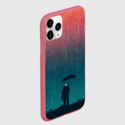 Чехол iPhone 11 Pro матовый Космический Дождь, цвет: 3D-малиновый — фото 2