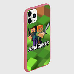 Чехол iPhone 11 Pro матовый MINECRAFT, цвет: 3D-малиновый — фото 2