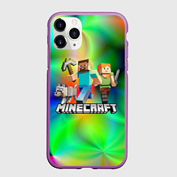 Чехол iPhone 11 Pro матовый MINECRAFT, цвет: 3D-фиолетовый