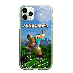 Чехол iPhone 11 Pro матовый MINECRAFT, цвет: 3D-салатовый