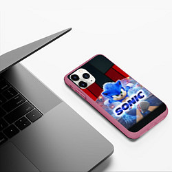 Чехол iPhone 11 Pro матовый Соник 2020, цвет: 3D-малиновый — фото 2